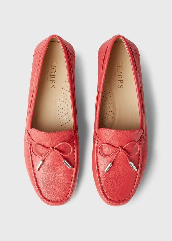 Hobbs Emily Leather Moccasins Mandarin Red