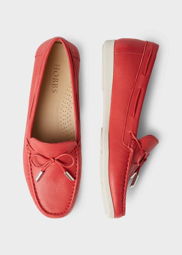 Hobbs Emily Leather Moccasins Mandarin Red