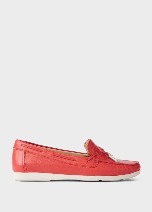 hobbs Emily Leather Moccasins Mandarin Red