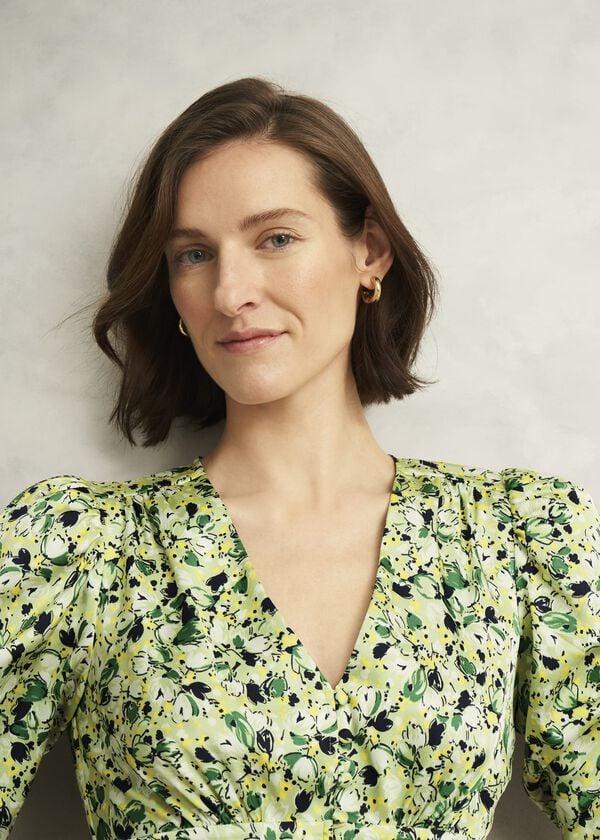 Hobbs Ennerdale V Neck Midi Dress Green Multi