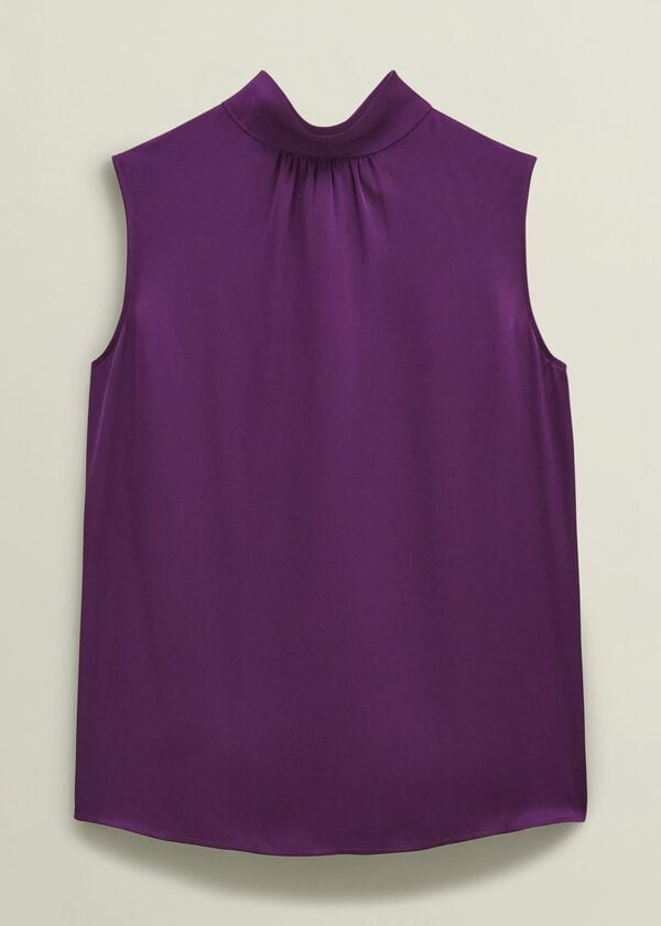 Hobbs Eren Satin Blouse Vibrant Purple