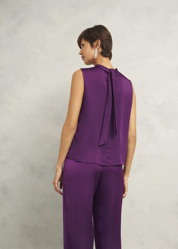 Hobbs Eren Satin Blouse Vibrant Purple