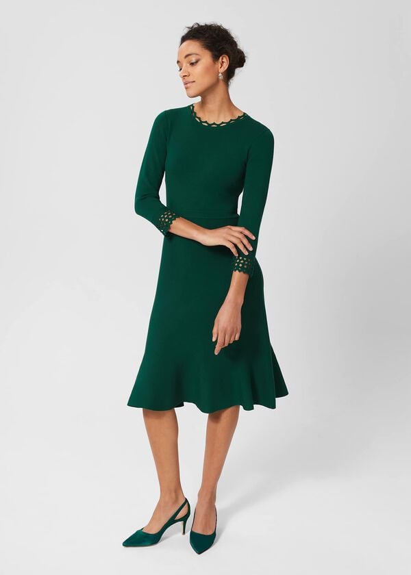 hobbs Erin Knitted Dress Evergreen