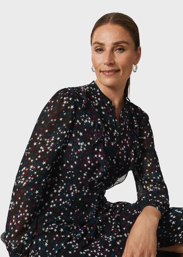Hobbs Erin Star Fit And Flare Dress Black Multi