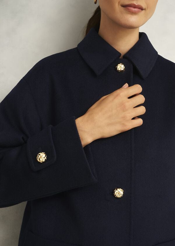 Hobbs Erin Wool Blend Coat Navy