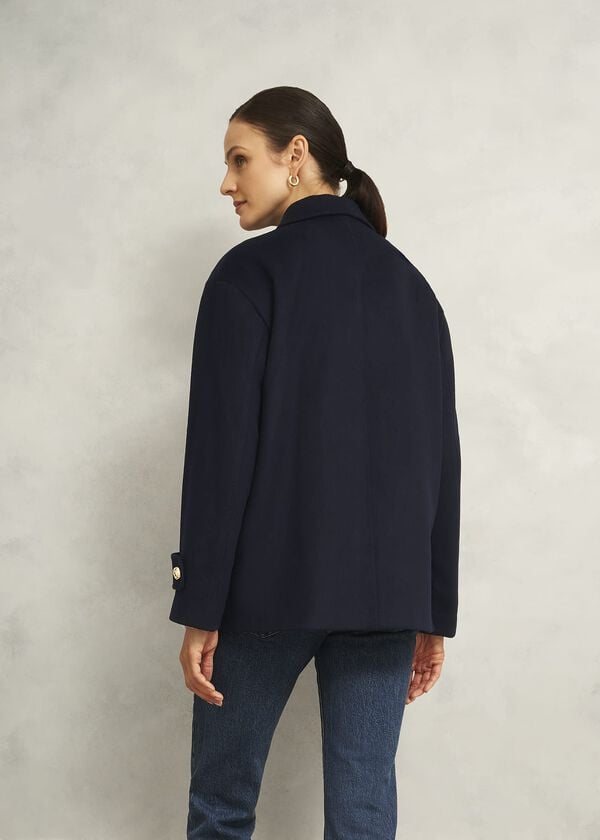 Hobbs Erin Wool Blend Coat Navy
