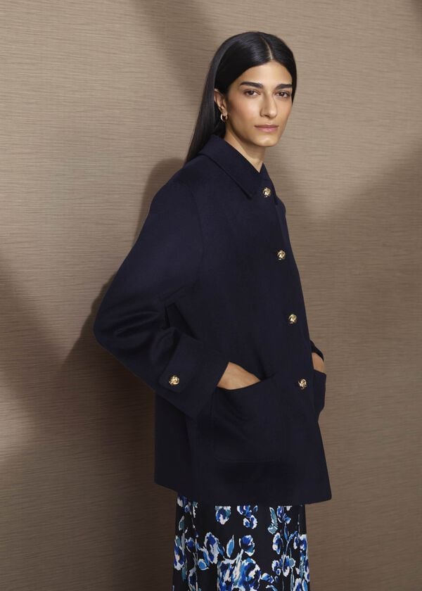 hobbs Erin Wool Blend Coat Navy