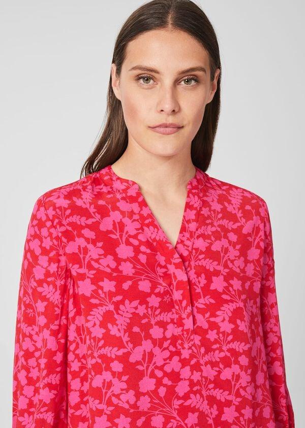 Hobbs Essie Floral Blouse Red Pink
