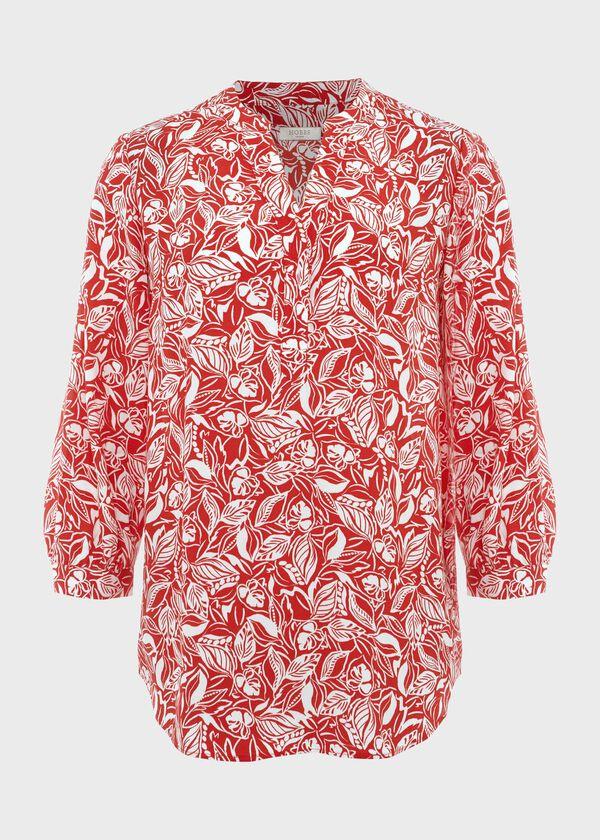 Hobbs Essie Printed Blouse Magenta White