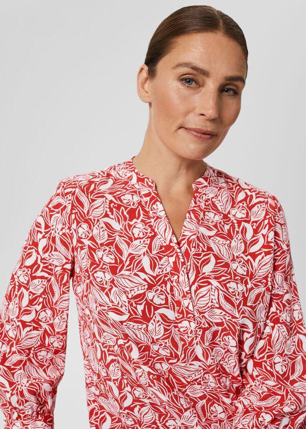 Hobbs Essie Printed Blouse Magenta White