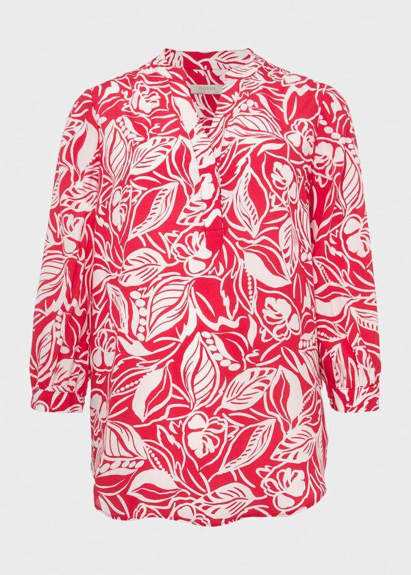 Hobbs Essie Printed Blouse Magenta White