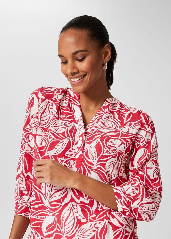 Hobbs Essie Printed Blouse Magenta White