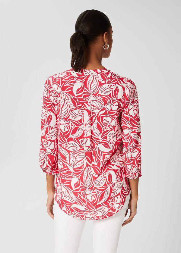 Hobbs Essie Printed Blouse Magenta White