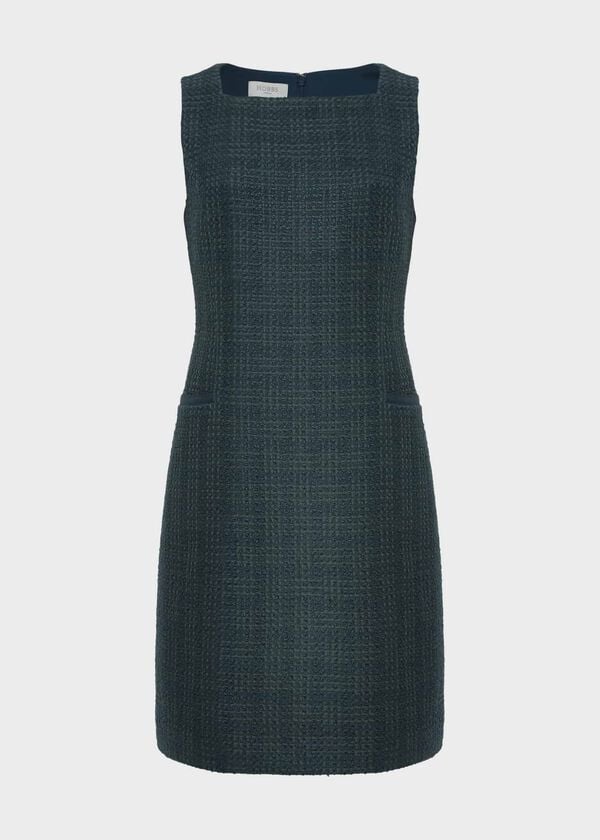 Hobbs Estella Tweed Dress Deep Pine Green