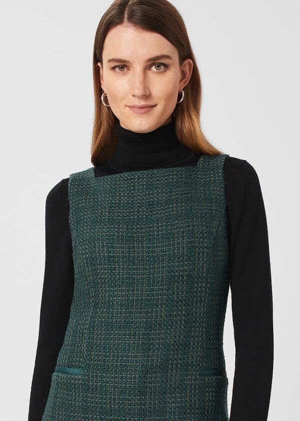 Hobbs Estella Tweed Dress Deep Pine Green