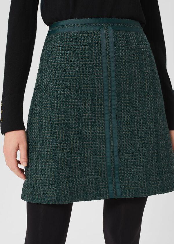 Hobbs Estella Tweed Skirt Deep Pine Green