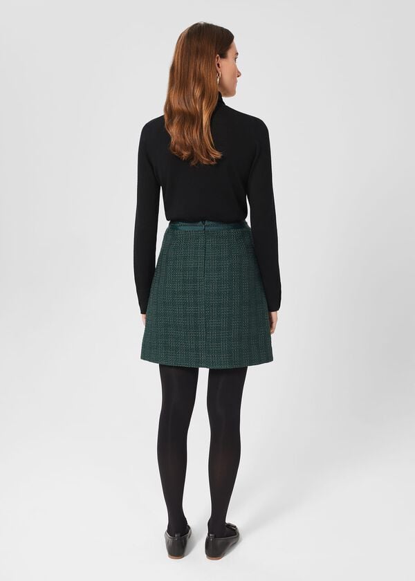 Hobbs Estella Tweed Skirt Deep Pine Green