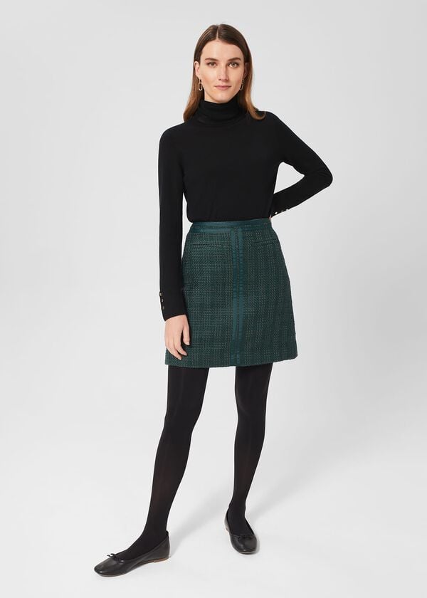 hobbs Estella Tweed Skirt Deep Pine Green