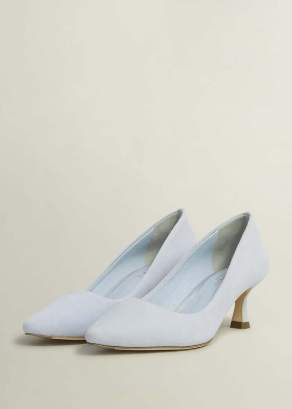 Hobbs Esther Suede Court Shoes Pale Blue
