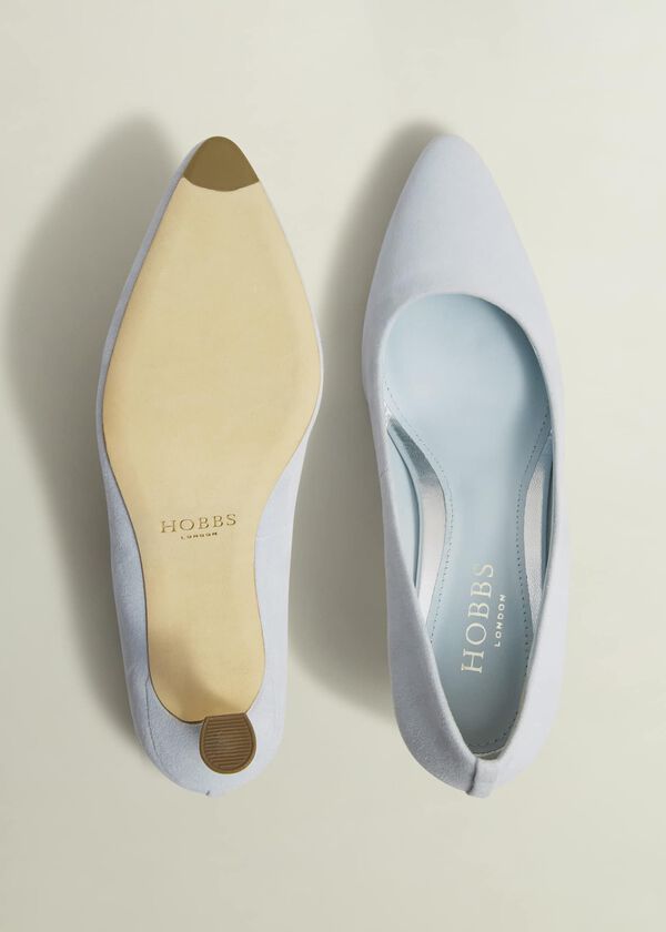 Hobbs Esther Suede Court Shoes Pale Blue