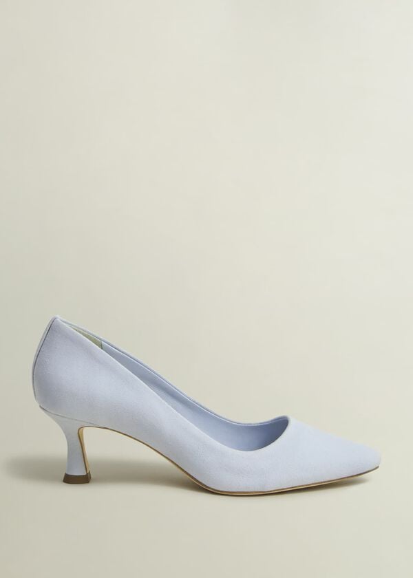 hobbs Esther Suede Court Shoes Pale Blue