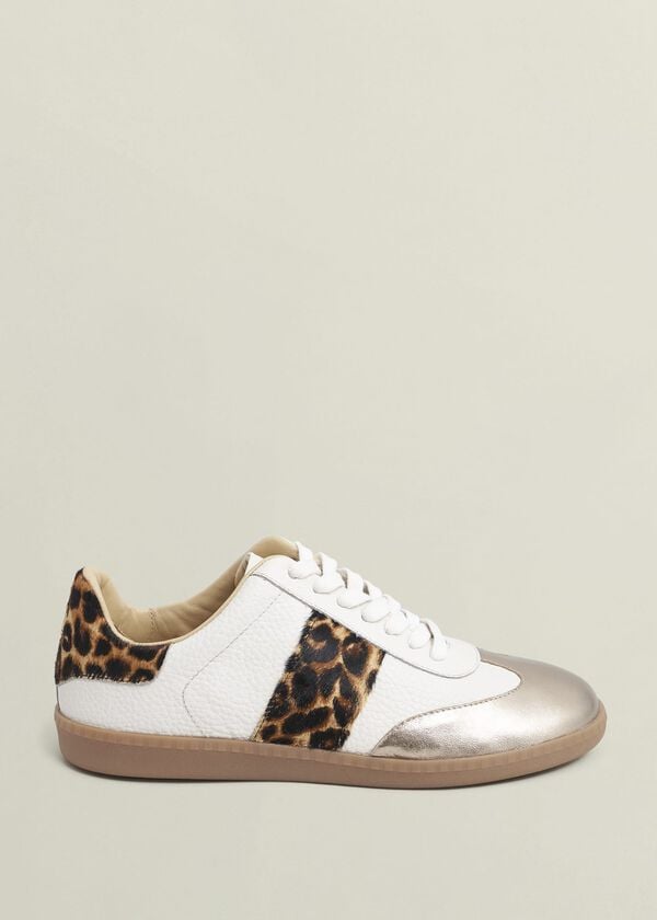 hobbs Etta Leather Trainers Ivory Leopard
