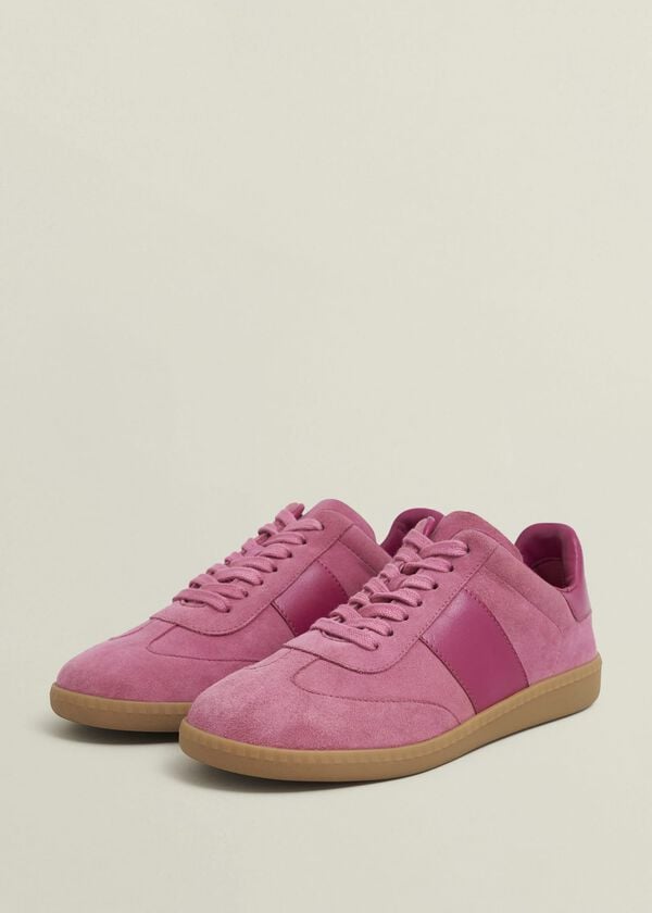 Hobbs Etta Suede Trainers Pink Multi