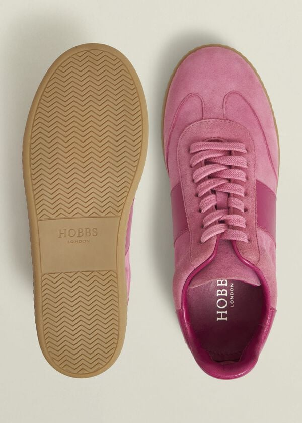 Hobbs Etta Suede Trainers Pink Multi
