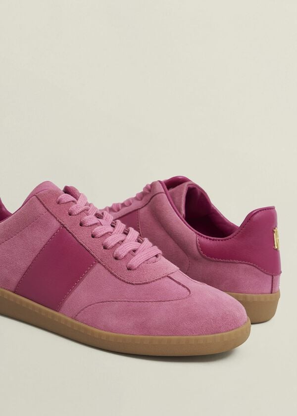 Hobbs Etta Suede Trainers Pink Multi