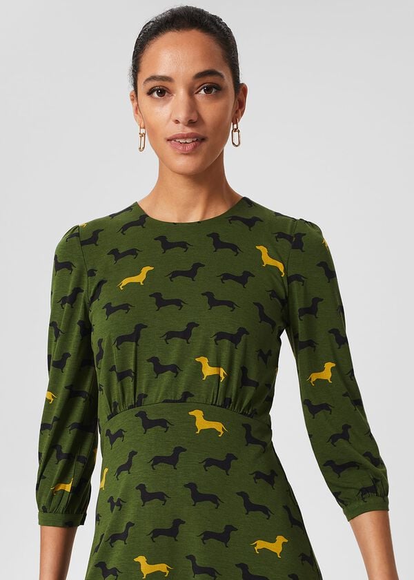 Hobbs Etty Jersey Dress Mid Fern Green