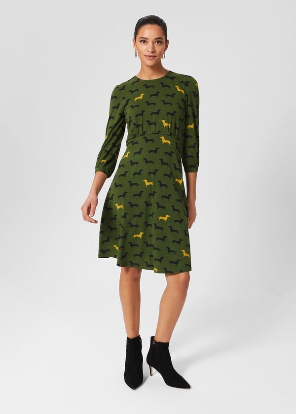 hobbs Etty Jersey Dress Mid Fern Green