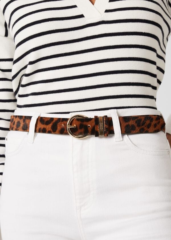 Hobbs Eugenie Leather Belt Leopard