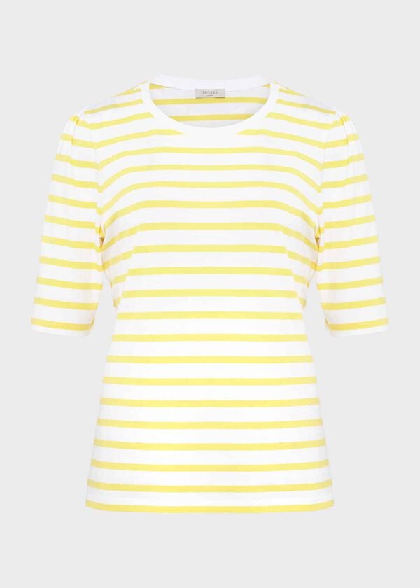 Hobbs Eva Cotton Striped T-Shirt White Yellow