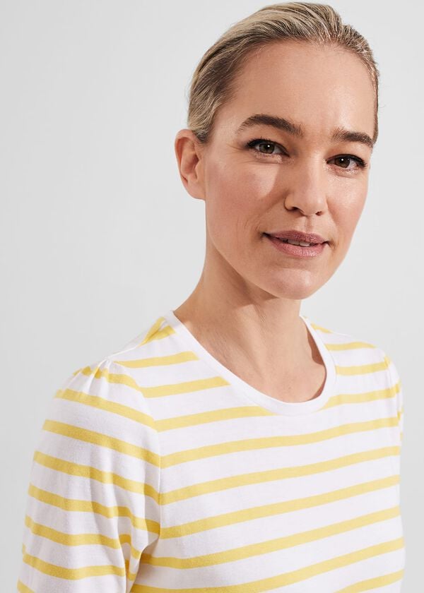 Hobbs Eva Cotton Striped T-Shirt White Yellow