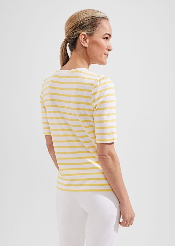 Hobbs Eva Cotton Striped T-Shirt White Yellow