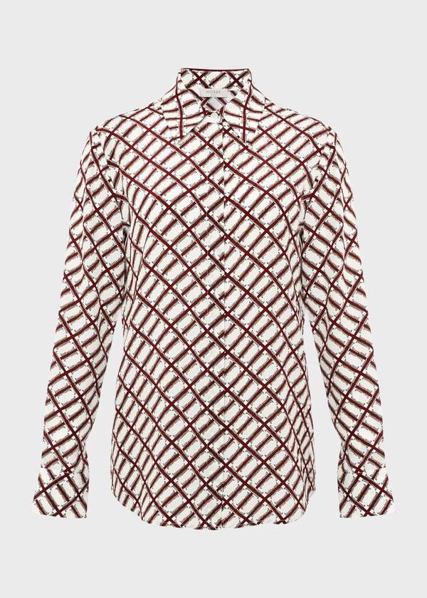 Hobbs Eva Printed Silk Blouse Ivory Multi