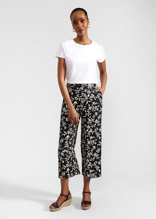 hobbs Eve Crop Trousers Black Cream