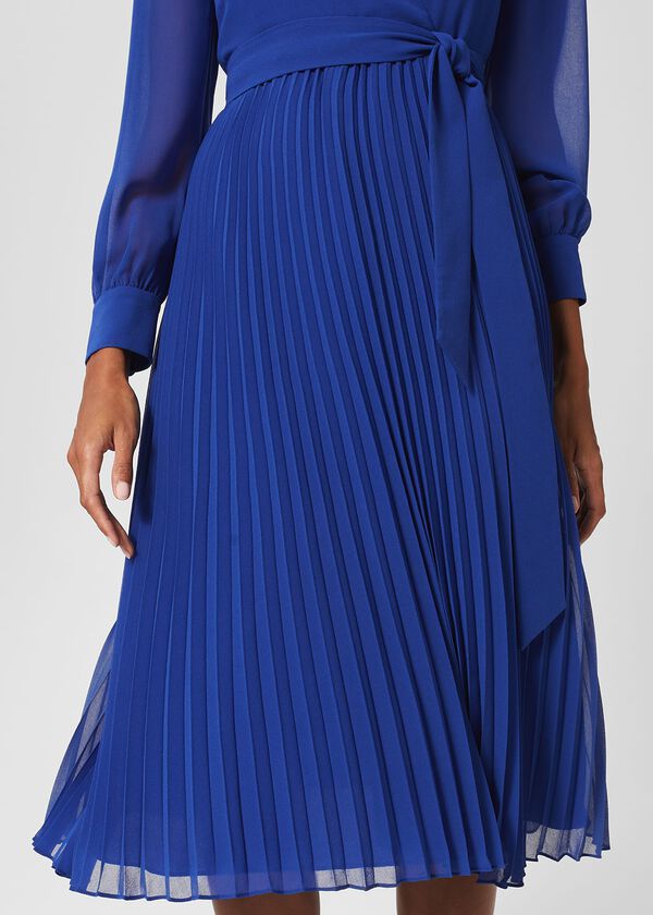 Hobbs Evelyn Pleated Dress Cobalt Blue