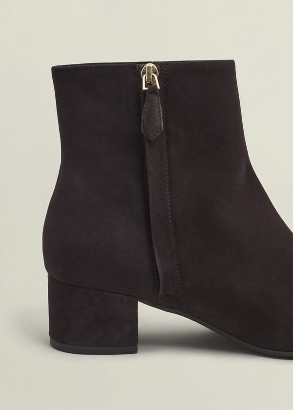 Hobbs Evelyn Suede Ankle Boots Chocolate Brown