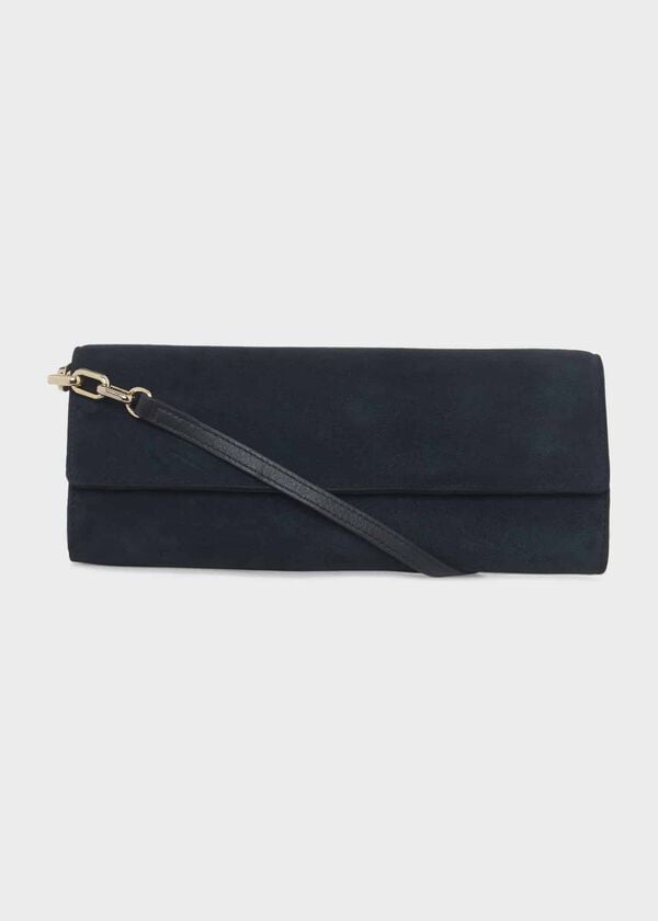 Hobbs Evesham Suede Clutch Bag Navy