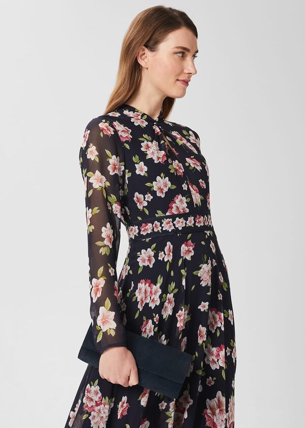 Hobbs Evesham Suede Clutch Bag Navy