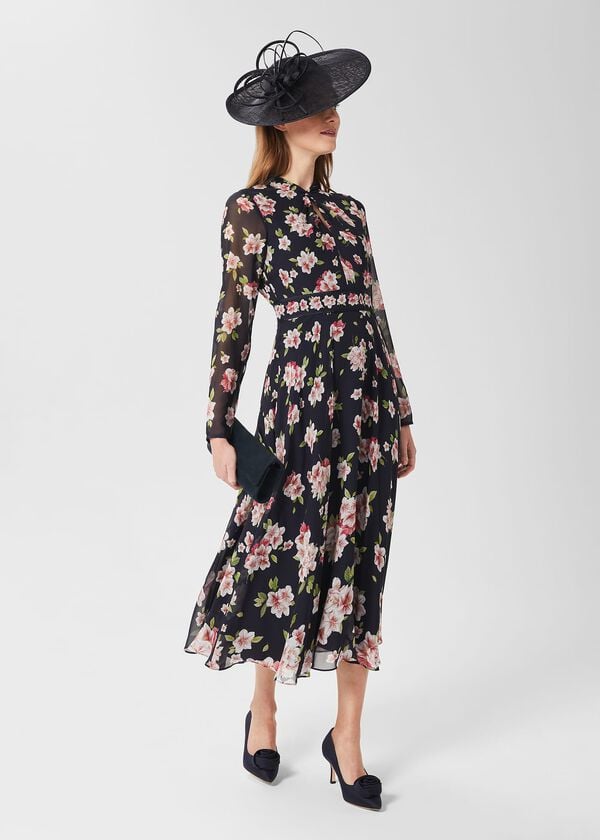 Hobbs Evesham Suede Clutch Bag Navy