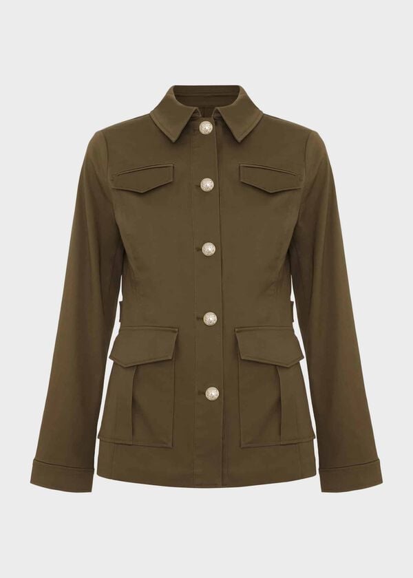 Hobbs Farrah Cotton Blend Jacket Olive Green