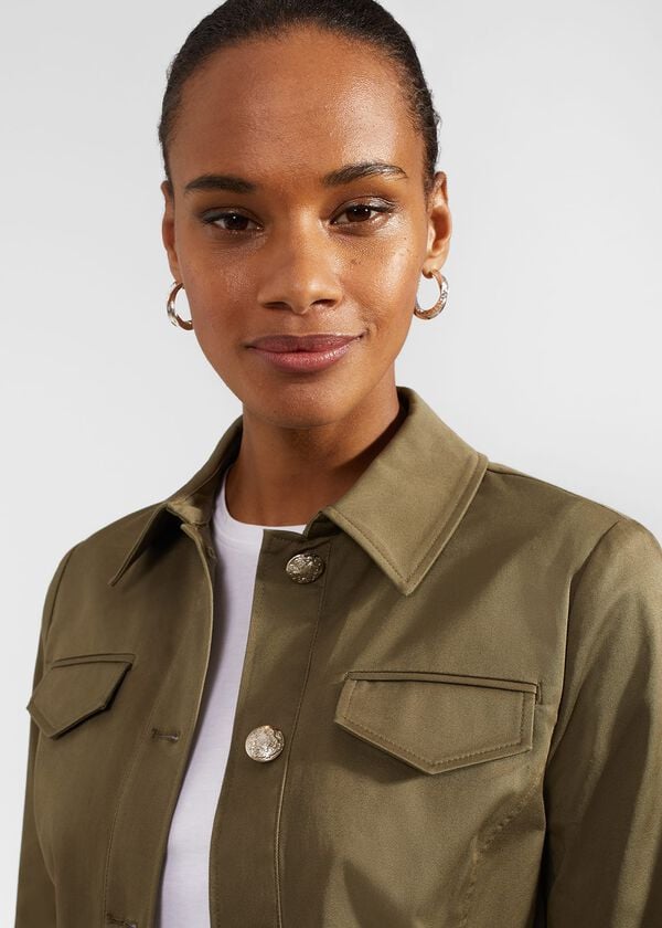 Hobbs Farrah Cotton Blend Jacket Olive Green