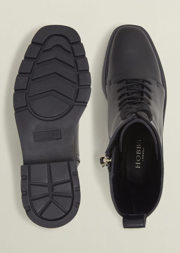 Hobbs Farrah Leather Lace-Up Boots Black