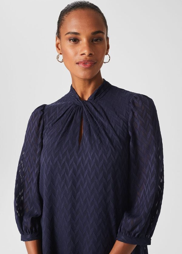 Hobbs Faye A Line Dress Navy
