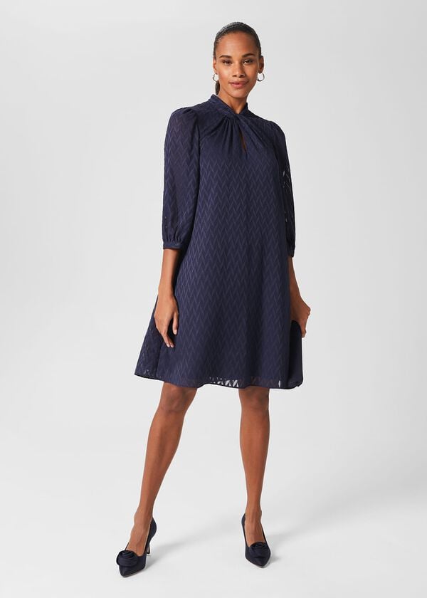 hobbs Faye A Line Dress Navy