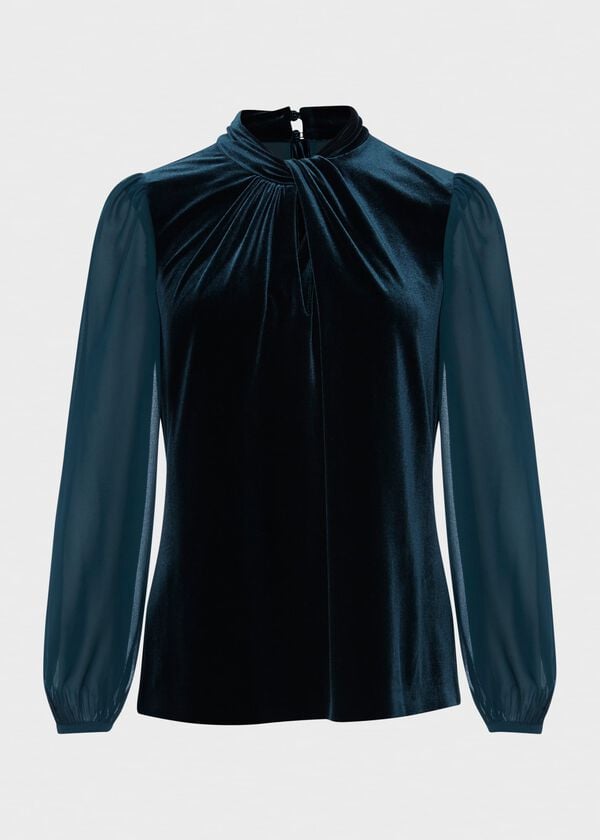 Hobbs Faye Velvet Top Evergreen