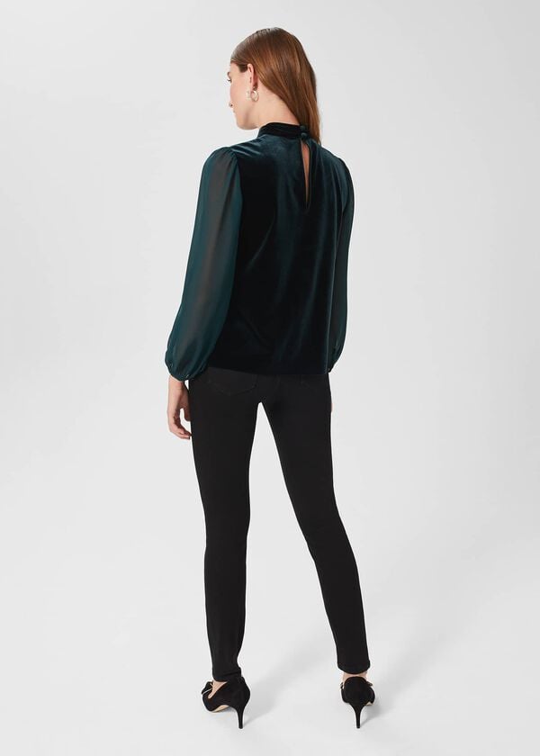 Hobbs Faye Velvet Top Evergreen