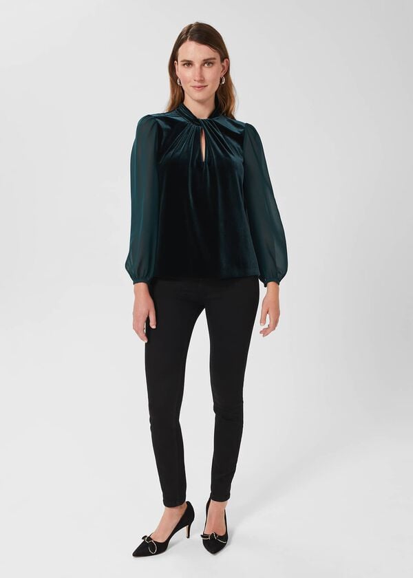 hobbs Faye Velvet Top Evergreen